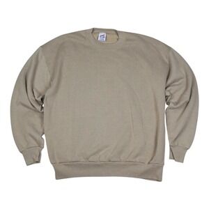 Vtg Jerzees Sweatshirt Men's XL Tan Blank USA Made 80s 90s Crewneck Minimalist